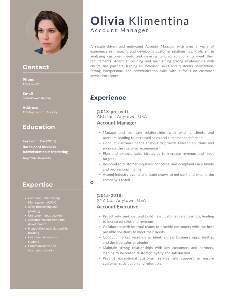 account manager resume example