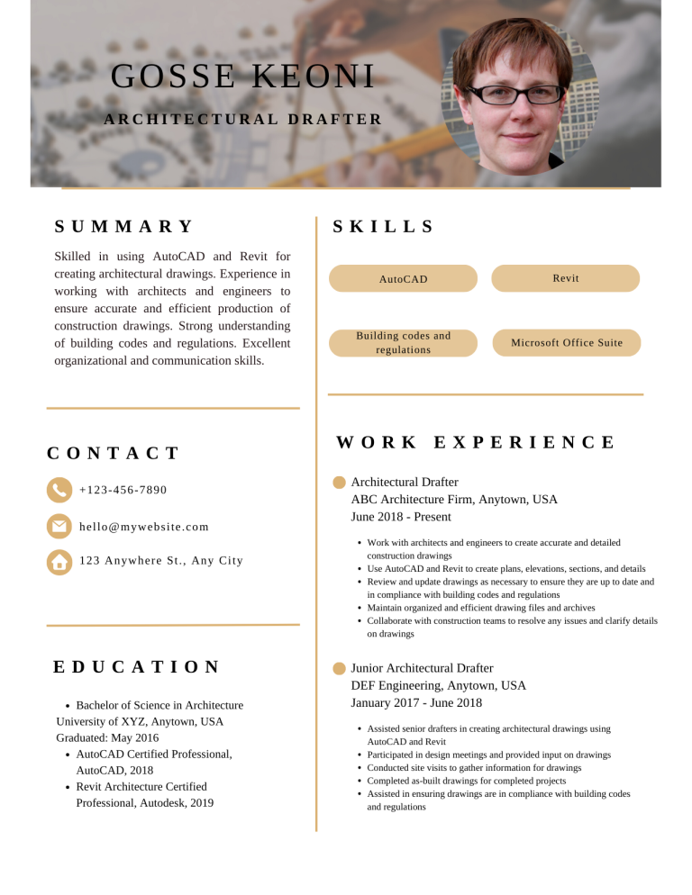 architectural drafter resume example