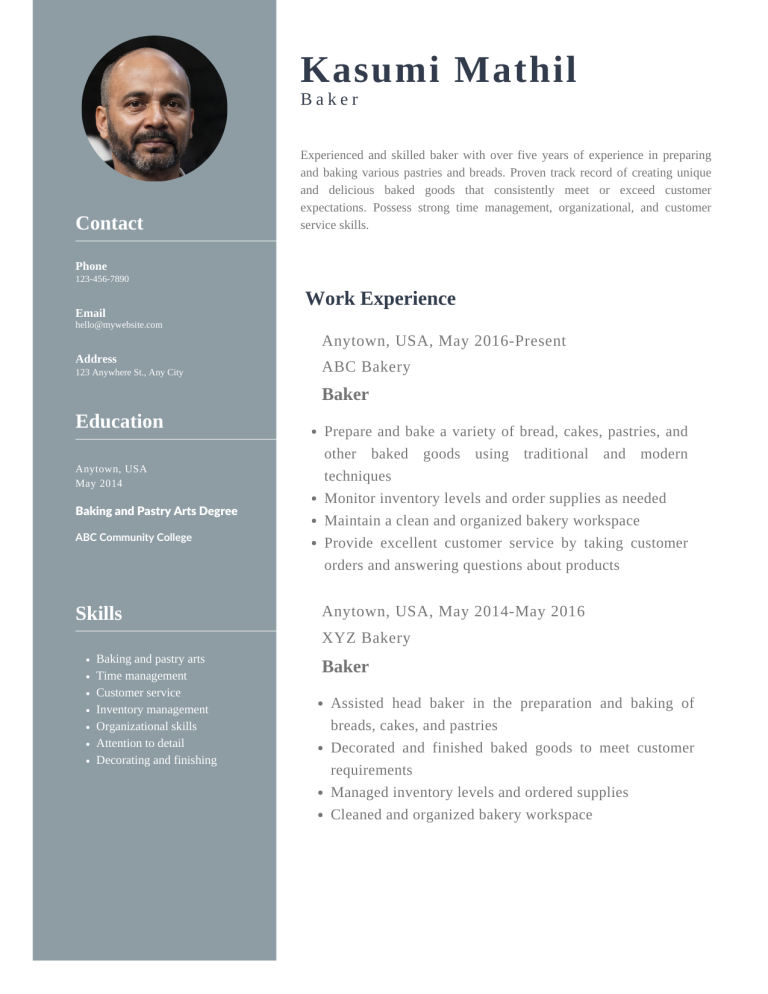 Baker Resume Template 2024 Download in Word, PDF