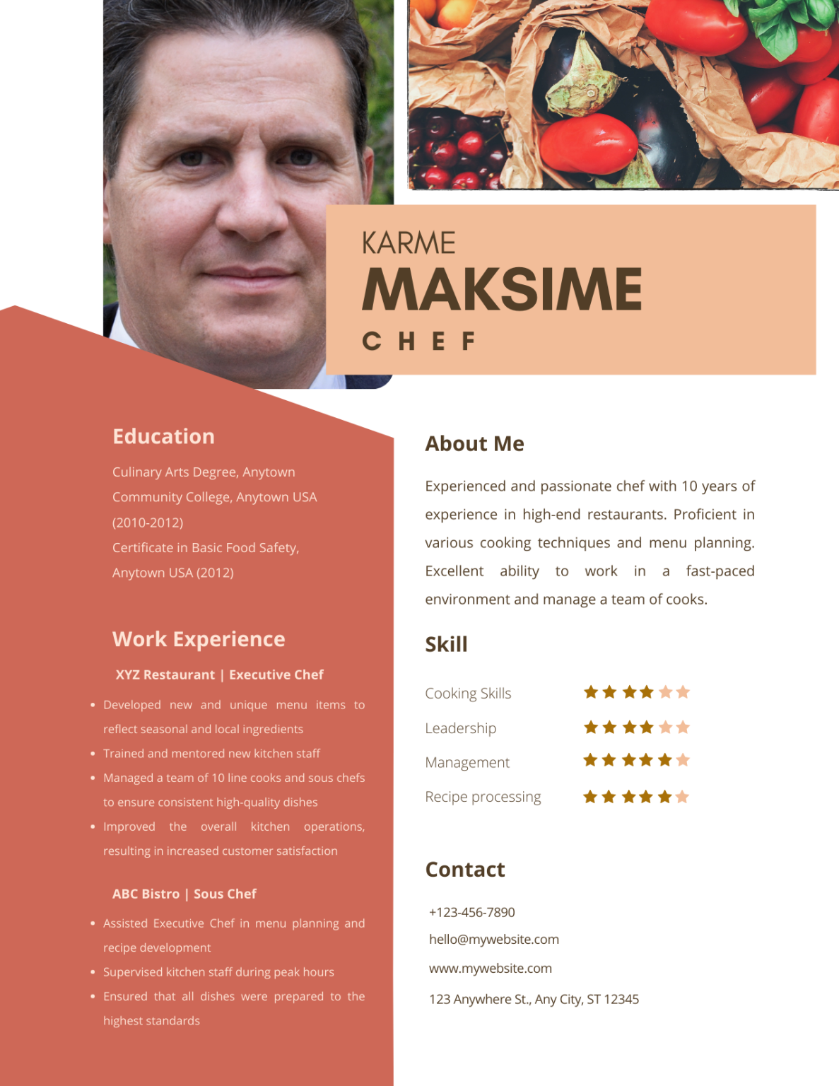 Chef Resume Template 2024 Download In Word Pdf