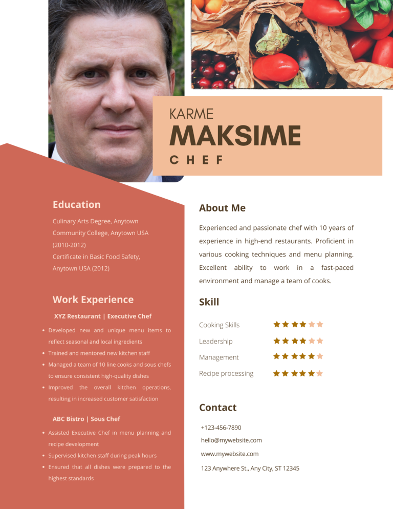 chef resume example