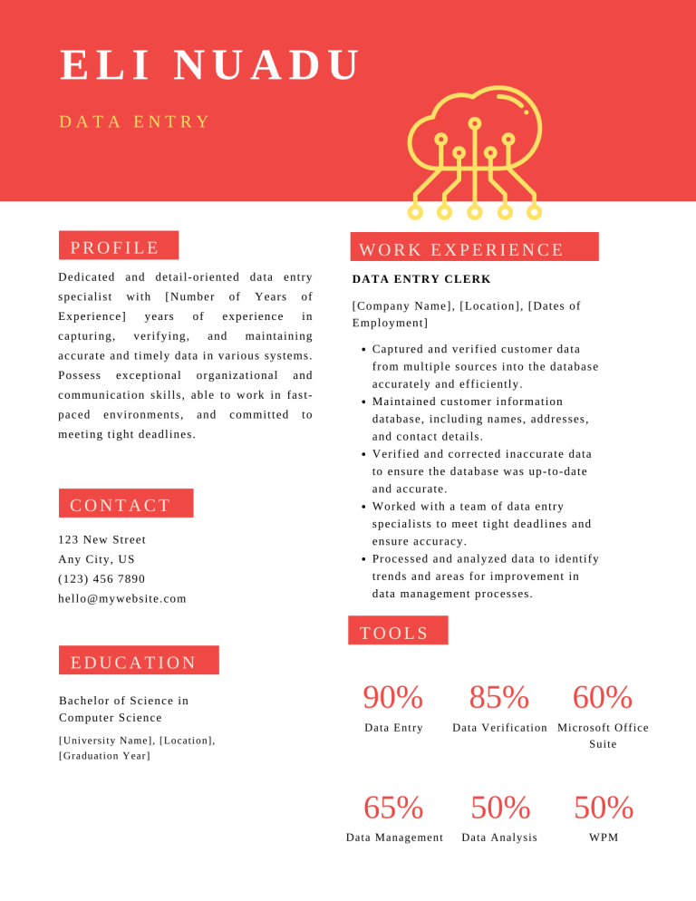 data entry resume template