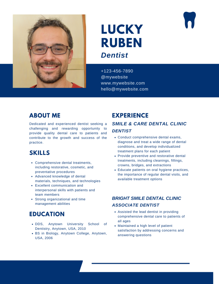 dentist resume template