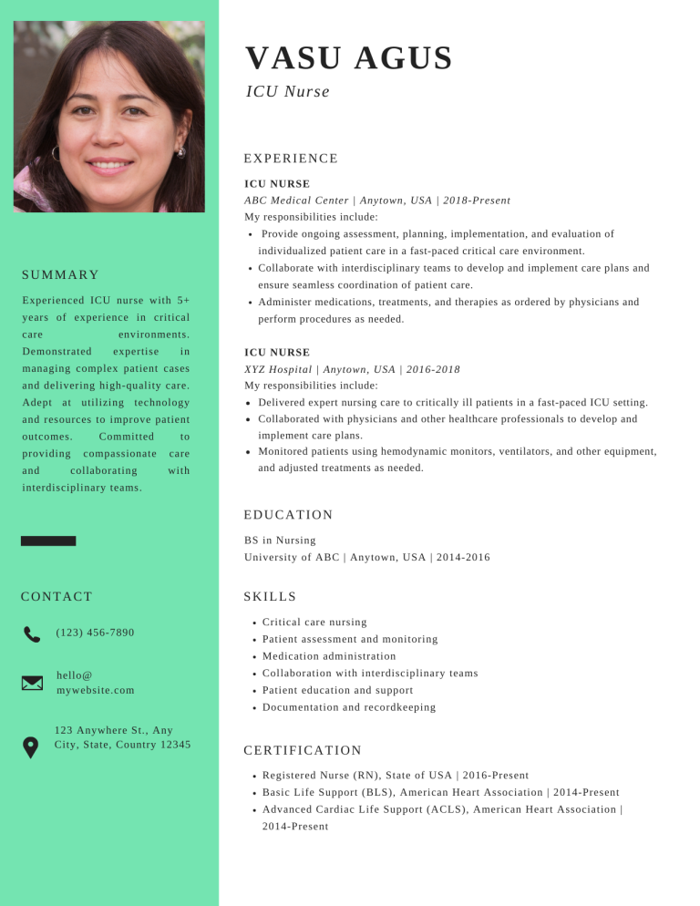 icu nurse resume example