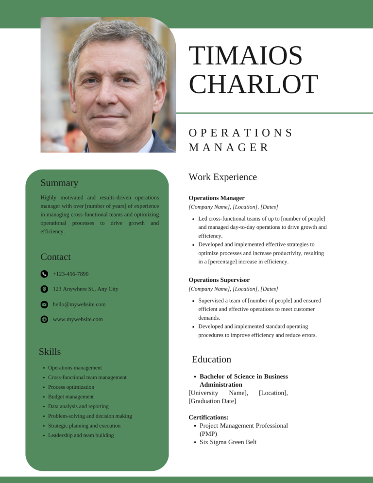 operations manager resume template