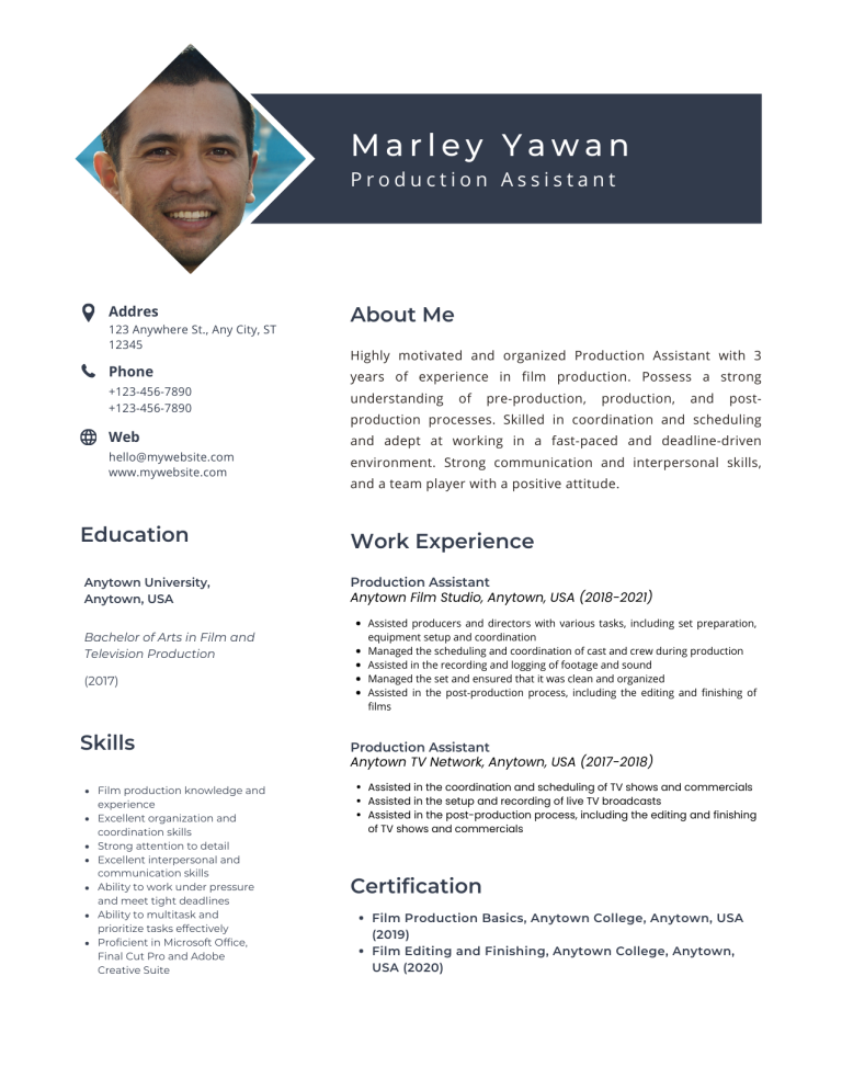 production assistant resume template