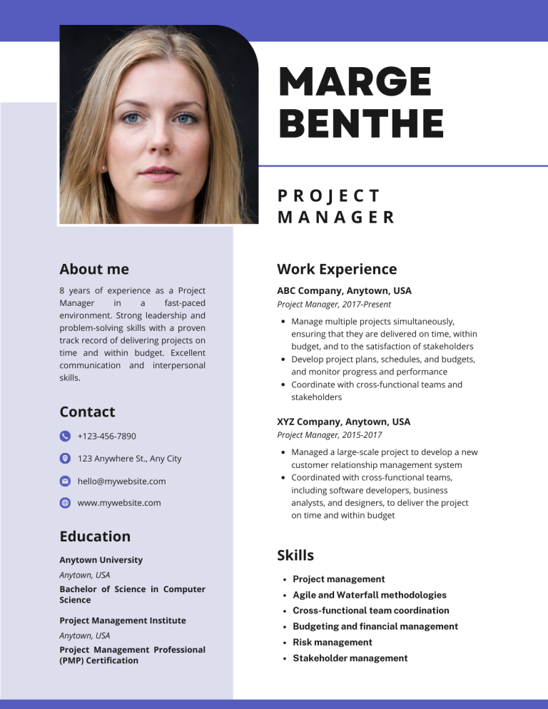 project manager resume example