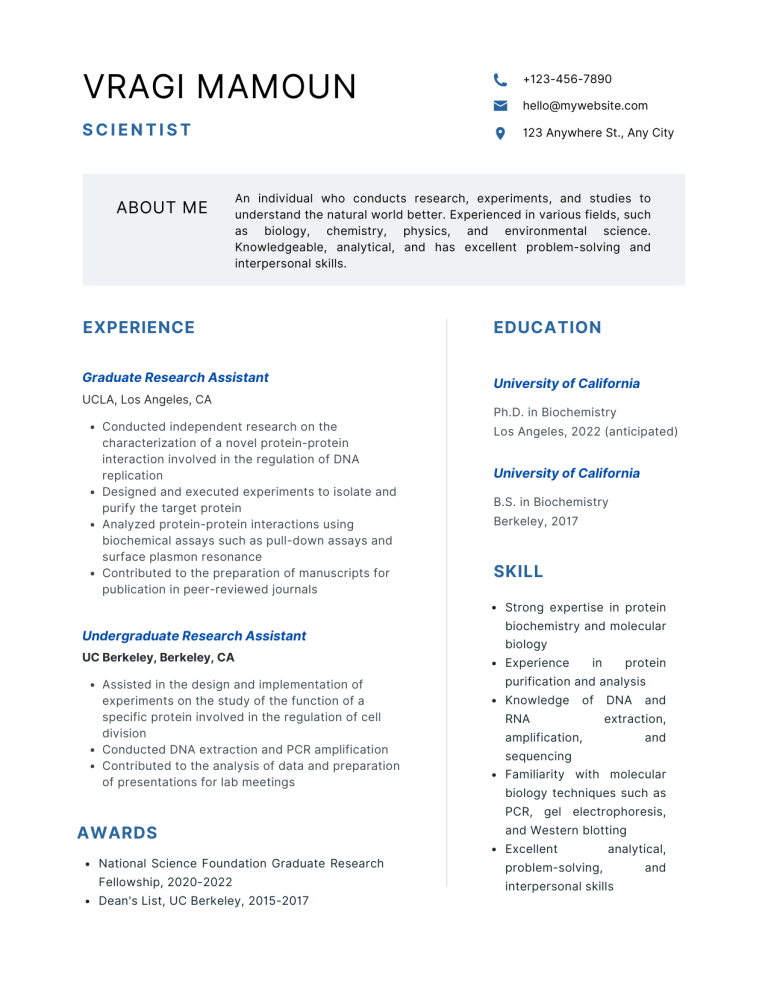 scientist resume template