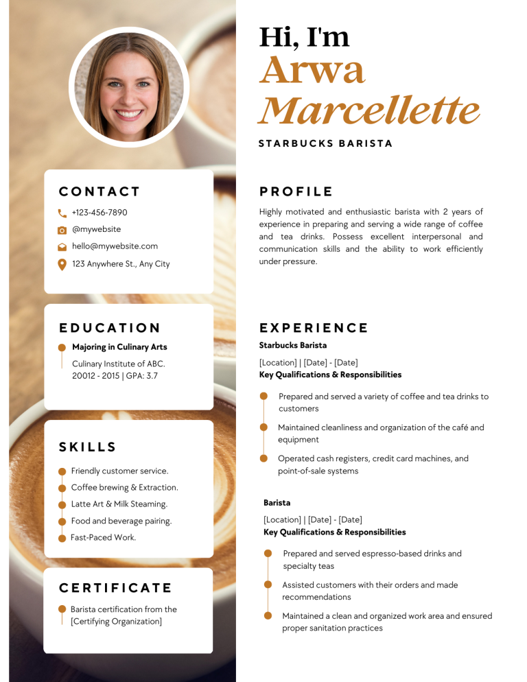 sturbucks barista resume template