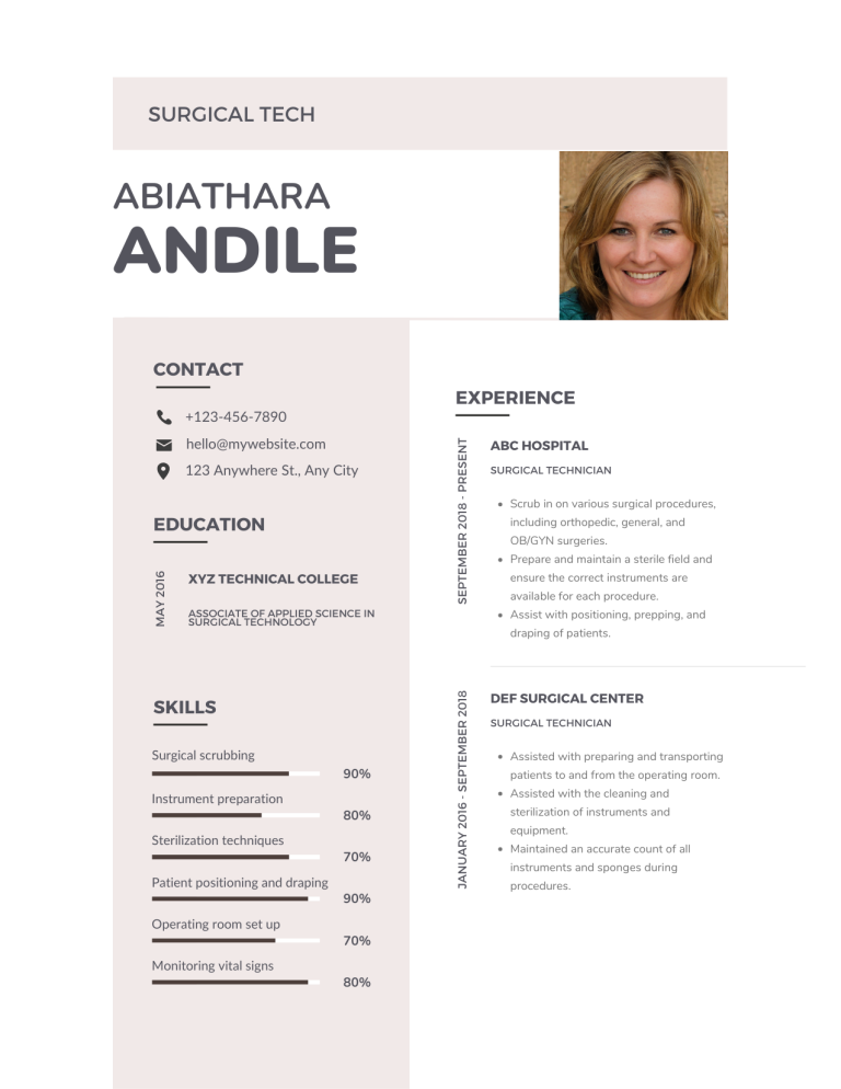 surgical tech resume template