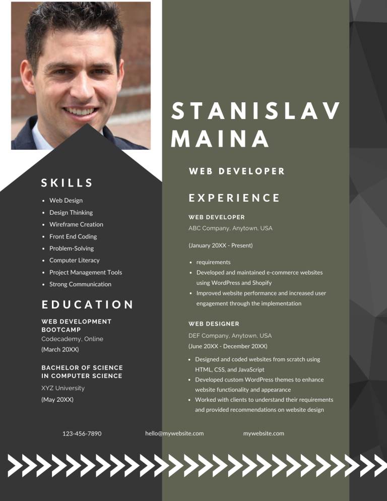 web developer resume template